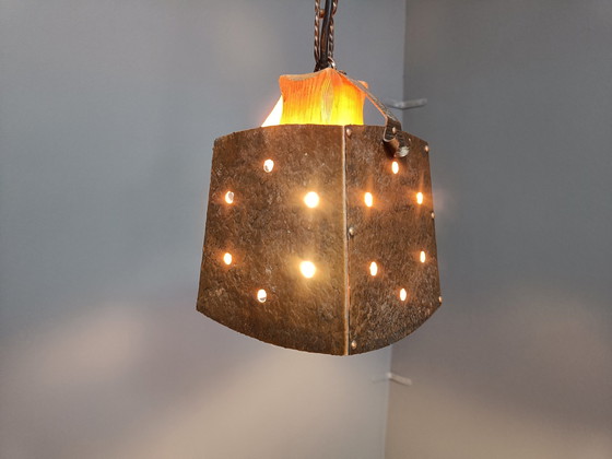 Image 1 of Koperen Brutalistische Hanglamp, 1970S