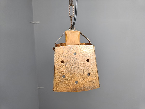 Image 1 of Koperen Brutalistische Hanglamp, 1970S