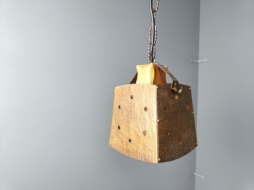 Koperen Brutalistische Hanglamp, 1970S