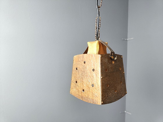 Image 1 of Koperen Brutalistische Hanglamp, 1970S