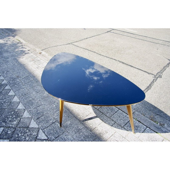 Image 1 of Vintage beuken en zwart opaline salontafel, 1950