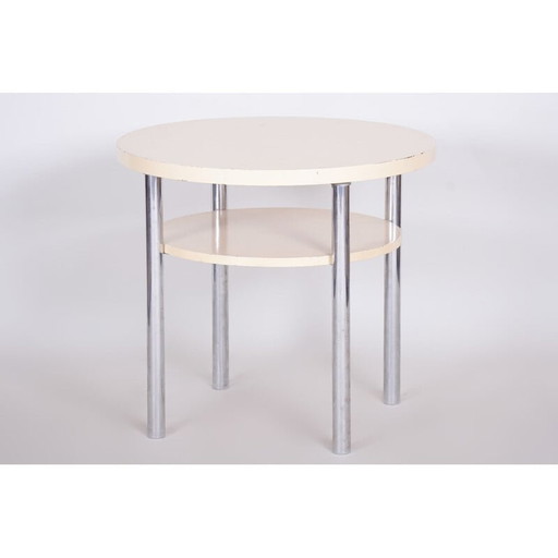 Vintage witte bijzettafel van Mücke Melder, Tsjechië 1930