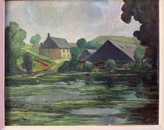 Image 1 of Emile Mortier (1892-1977) - Zomerdag voor de storm. C1940S.