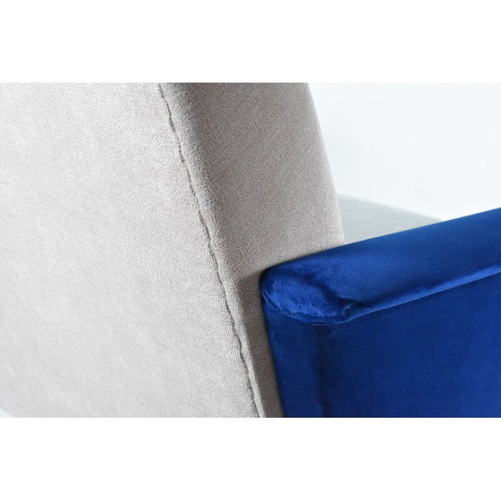 Image 1 of Vintage armstoel zwaan driekleurig fluweel, 1960