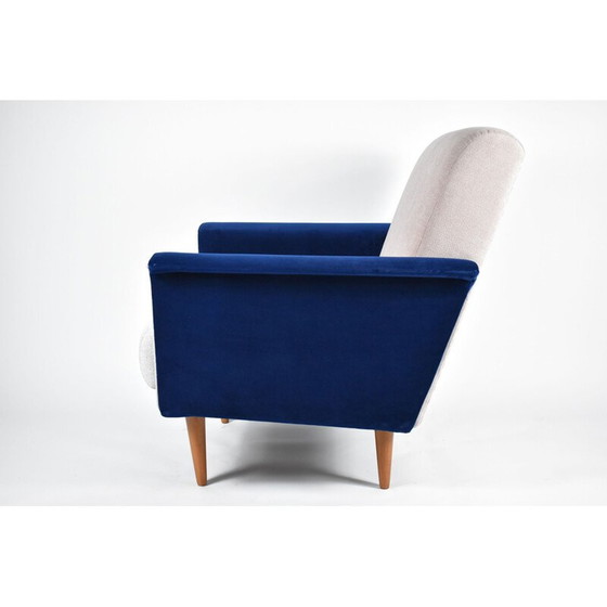 Image 1 of Vintage armstoel zwaan driekleurig fluweel, 1960