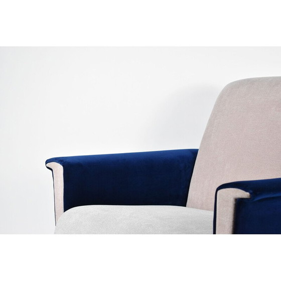 Image 1 of Vintage armstoel zwaan driekleurig fluweel, 1960