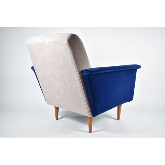 Image 1 of Vintage armstoel zwaan driekleurig fluweel, 1960