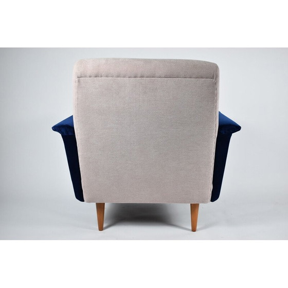 Image 1 of Vintage armstoel zwaan driekleurig fluweel, 1960