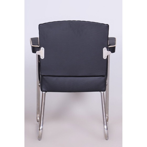 Image 1 of Vintage Bauhaus fauteuil in chroomstaal en leer van Gilbert Rohde, Duitsland 1930