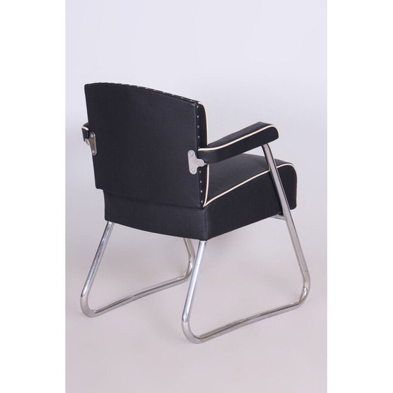 Image 1 of Vintage Bauhaus fauteuil in chroomstaal en leer van Gilbert Rohde, Duitsland 1930