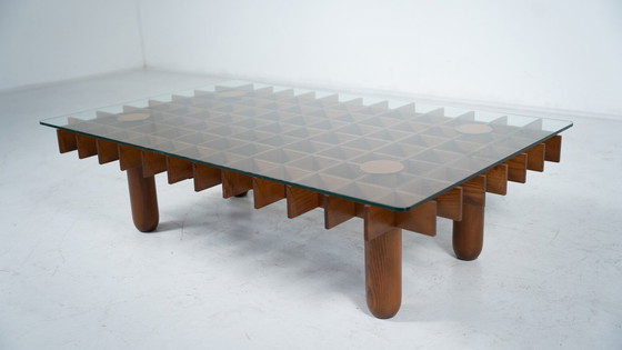 Image 1 of Mid Century Houten en Glazen Salontafel