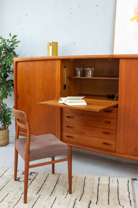 Image 1 of H.P. Hansen teakhouten buffetkast met hoge laden Deens Midcentury