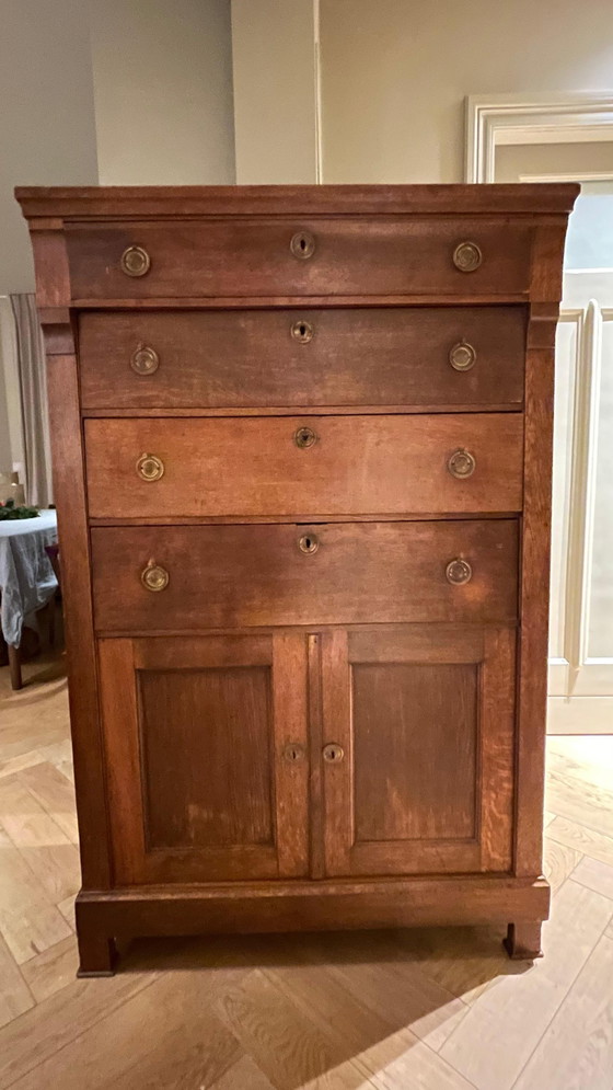 Image 1 of Antieke houten chiffoniere kast