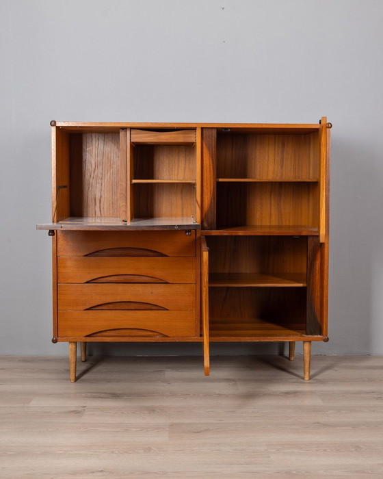 Image 1 of Highboard Vintage 1960S Houten Dressoir Italiaans ontwerp