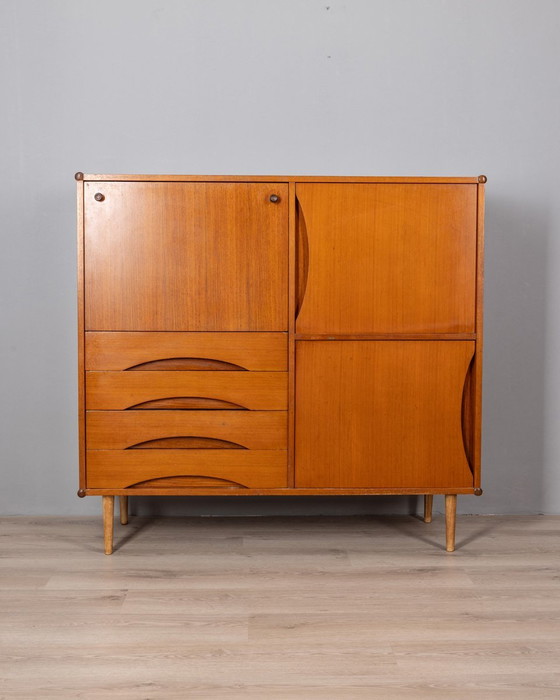 Image 1 of Highboard Vintage 1960S Houten Dressoir Italiaans ontwerp