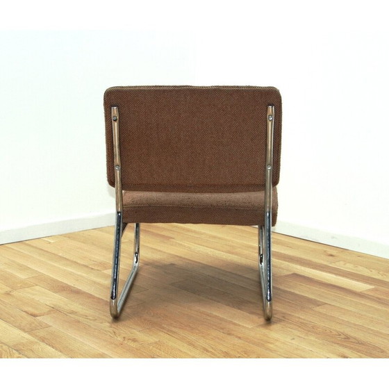 Image 1 of Set van 3 vintage fauteuils in verchroomd metaal en wol, 1950