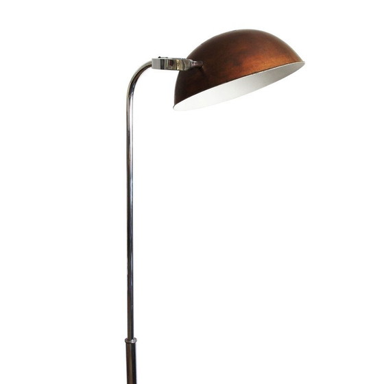 Image 1 of Vintage koperen en roestvrij stalen vloerlamp, Tsjecho-Slowakije 1930