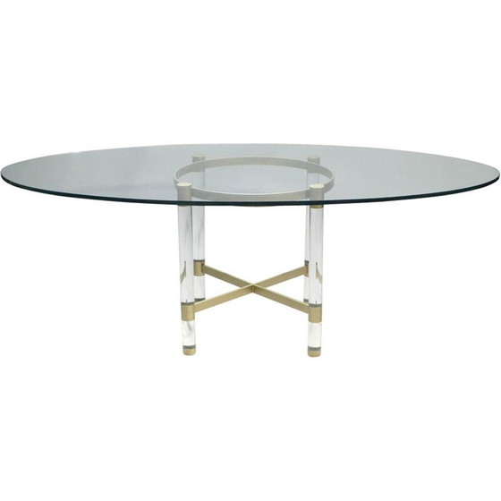 Image 1 of Vintage eettafel in perspex en messing van Sandro Petti voor Metalarte