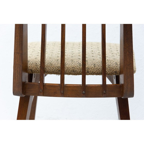 Image 1 of Paar mid century beukenhouten eetkamerstoelen met bekleding, Tsjecho-Slowakije 1960
