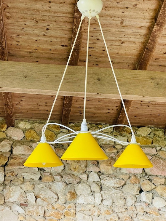 Image 1 of Vintage hanglamp met 3 lampen, van Le Dauphin, 1980S