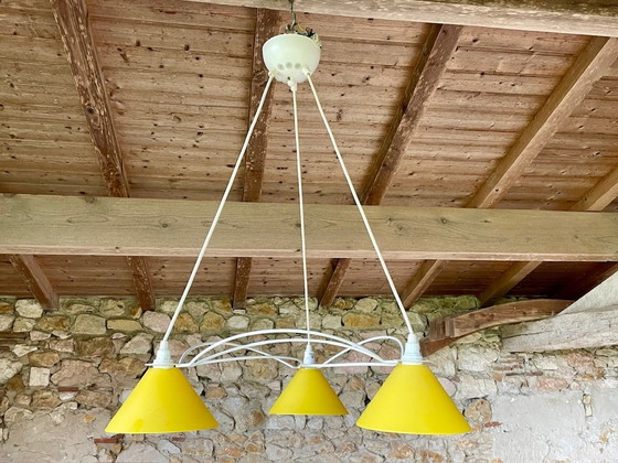 Image 1 of Vintage hanglamp met 3 lampen, van Le Dauphin, 1980S