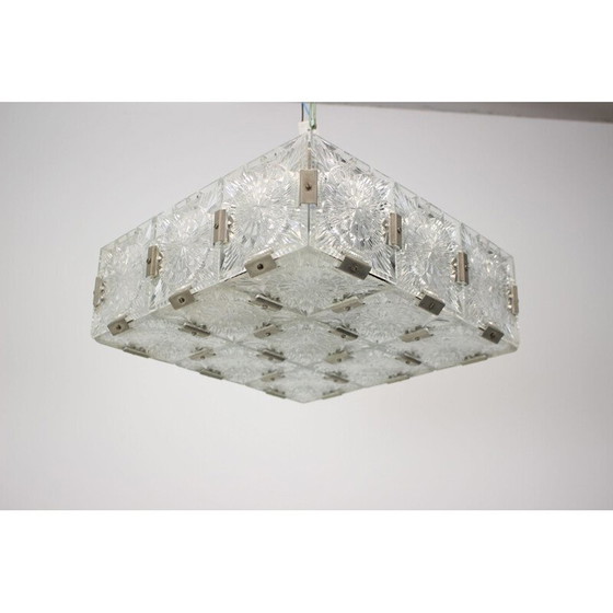 Image 1 of Vintage kroonluchter van metaal en glas van Kamenický Šenov voor Preciosa, Tsjecho-Slowakije 1970