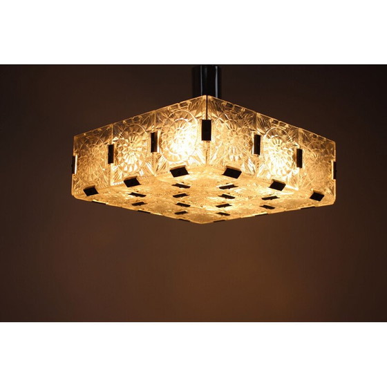 Image 1 of Vintage kroonluchter van metaal en glas van Kamenický Šenov voor Preciosa, Tsjecho-Slowakije 1970