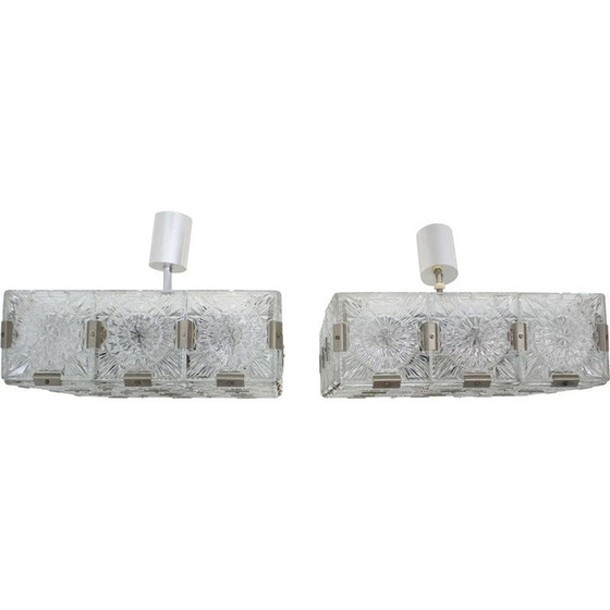 Image 1 of Vintage kroonluchter van metaal en glas van Kamenický Šenov voor Preciosa, Tsjecho-Slowakije 1970