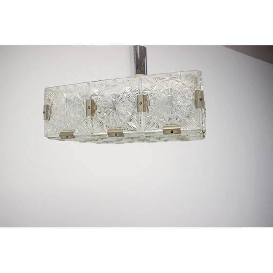 Image 1 of Vintage kroonluchter van metaal en glas van Kamenický Šenov voor Preciosa, Tsjecho-Slowakije 1970