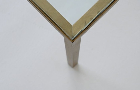 Image 1 of Grote Vintage Salontafel, Goud Gelakt Stalen Frame, Glazen Blad, 1960'S