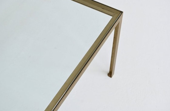 Image 1 of Grote Vintage Salontafel, Goud Gelakt Stalen Frame, Glazen Blad, 1960'S