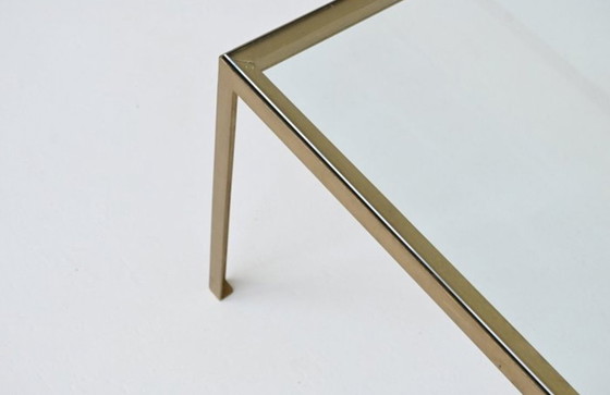 Image 1 of Grote Vintage Salontafel, Goud Gelakt Stalen Frame, Glazen Blad, 1960'S