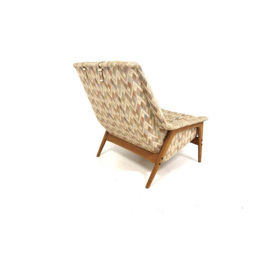 Vintage Scandinavische "Profil" fauteuil in beukenhout en stof van Folke Ohlsson voor Dux, Zweden 1960