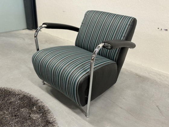 Image 1 of Leolux Scylla Fauteuil Zwart Leer Belluno Stof 