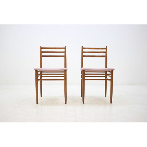 Set van 4 vintage stoelen in roze stof