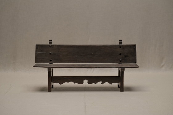 Image 1 of Vintage massief eiken halbank