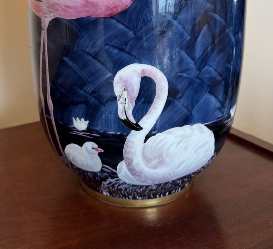 Image 1 of Flamants Rozen Porseleinen Vaas Limoges