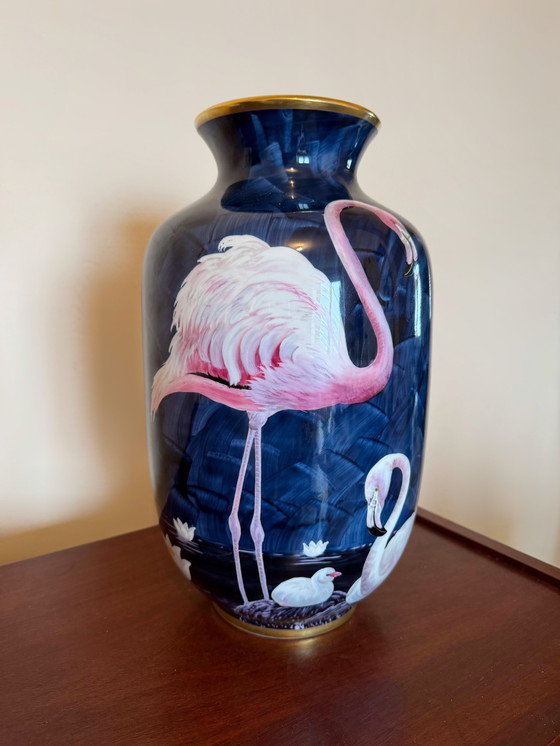 Image 1 of Flamants Rozen Porseleinen Vaas Limoges