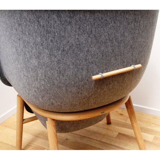 Image 1 of Vintage Pod Chair fauteuil in licht gebeitst hout en stof voor Devorm