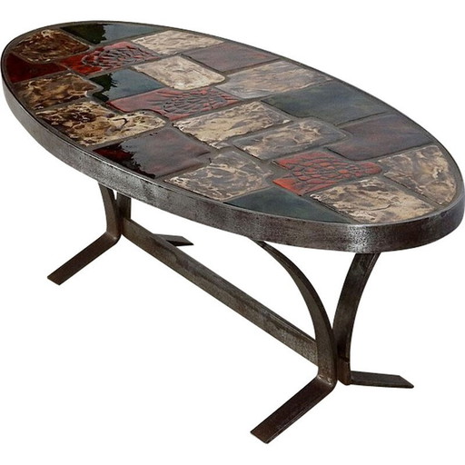 Vintage langwerpige salontafel, 1970