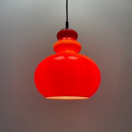 Peill & Putzler Hanglamp - Rood Glas, 1960