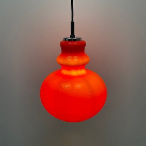 Peill & Putzler Hanglamp - Rood Glas, 1960