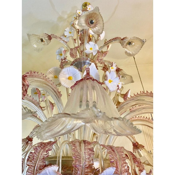 Image 1 of Vintage kroonluchter met Murano glas van Barovier & Toso, jaren 1980