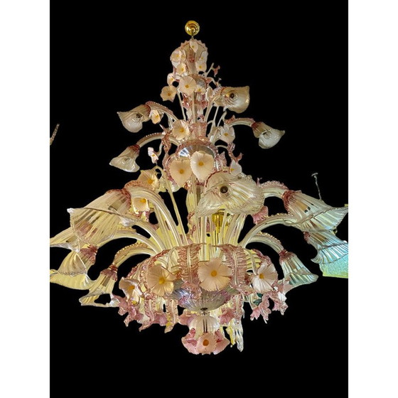 Image 1 of Vintage kroonluchter met Murano glas van Barovier & Toso, jaren 1980