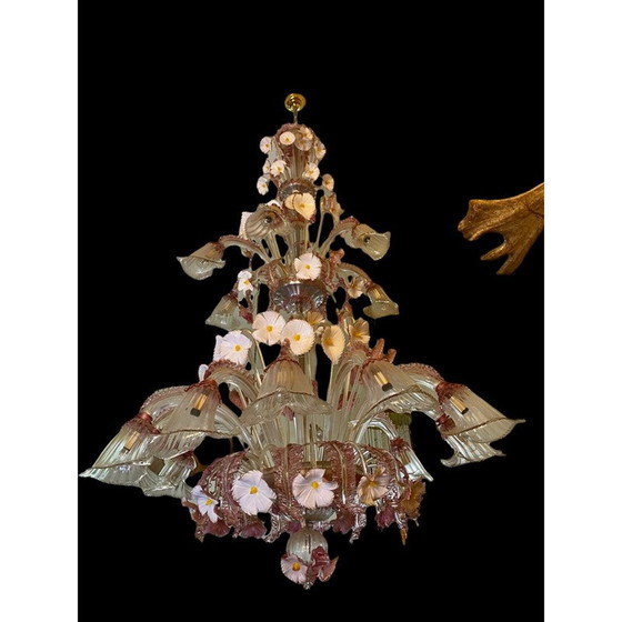 Image 1 of Vintage kroonluchter met Murano glas van Barovier & Toso, jaren 1980