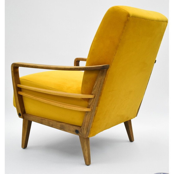 Image 1 of Vintage geel fluwelen fauteuil, Duitsland 1960