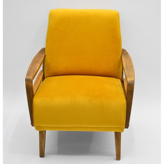 Image 1 of Vintage geel fluwelen fauteuil, Duitsland 1960