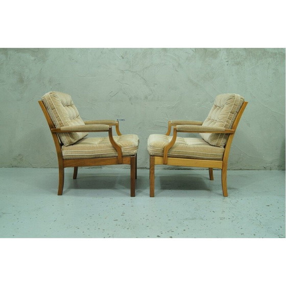 Image 1 of Set van vintage scandinavische teak en fluwelen woonkamer, Zweden 1960