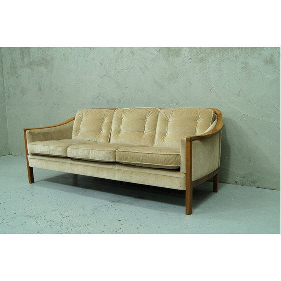 Image 1 of Set van vintage scandinavische teak en fluwelen woonkamer, Zweden 1960