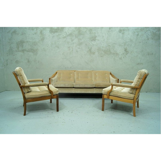 Image 1 of Set van vintage scandinavische teak en fluwelen woonkamer, Zweden 1960